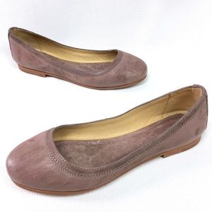 NEW Frye Carson Gray Taupe Leather Flats Size 6